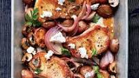 Pork Chops with Balsamic Roasted Vegetables and Gorgonzola Pork Chops with Balsamic Roasted Vegetables and Gorgonzola