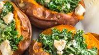 Warm Kale & Chicken Caesar Salad Stuffed Sweet Potatoes Warm Kale & Chicken Caesar Salad Stuffed Sweet Potatoes