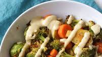 Roasted Veggies with Zesty Hummus Dressing Roasted Veggies with Zesty Hummus Dressing