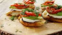 Roasted Tomato, Avocado, and Fresh Mozzarella Crostini Roasted Tomato, Avocado, and Fresh Mozzarella Crostini