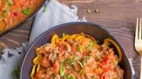 Butternut Squash Noodles with Tomato Basil Sausage Cream Sauce Butternut Squash Noodles with Tomato Basil Sausage Cream Sauce
