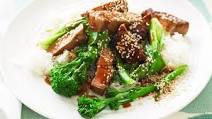 Pork scotch fillet with Asian greens Pork scotch fillet with Asian greens