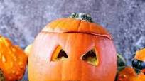 Pesto Spaghetti Squash Puking Pumpkin for Halloween Pesto Spaghetti Squash Puking Pumpkin for Halloween