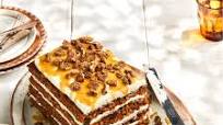 Erika Kwee's Spiced Carrot Cake with Candied Pecans and Caramel Sauce Erika Kwee's Spiced Carrot Cake with Candied Pecans and Caramel Sauce