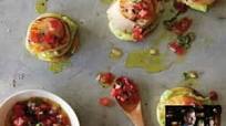 Scallop tostadas with smoked avocado and salsa fresco Scallop tostadas with smoked avocado and salsa fresco