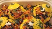 Veggie Stuffed Pattypan Squash with Tomato Basil Coulis Veggie Stuffed Pattypan Squash with Tomato Basil Coulis