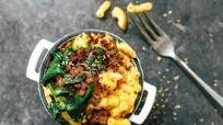 Creamy Mac & Cheeze with Beef Crumbles and Greens Creamy Mac & Cheeze with Beef Crumbles and Greens