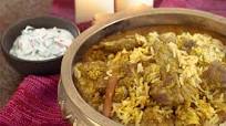 Lamb biryani with raita Lamb biryani with raita