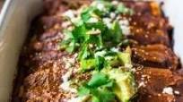Vegetarian Butternut Black Bean Enchiladas with Mole Sauce Vegetarian Butternut Black Bean Enchiladas with Mole Sauce