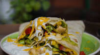 Chicken fajita with guacamole and tzatziki sauce Chicken fajita with guacamole and tzatziki sauce