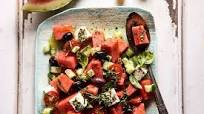 Greek Watermelon Feta Salad with Basil Vinaigrette Greek Watermelon Feta Salad with Basil Vinaigrette