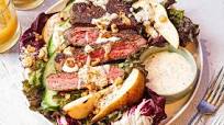 Grilled Steak Salad with Roasted Garlic and Blue Cheese Dressing Recipe Grilled Steak Salad with Roasted Garlic and Blue Cheese Dressing Recipe