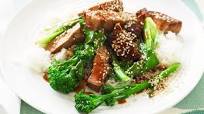 Pork scotch fillet with Asian greens Pork scotch fillet with Asian greens