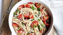 Buckwheat spaghetti with tomato, lemon and flat-leaf parsley Buckwheat spaghetti with tomato, lemon and flat-leaf parsley