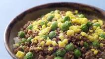 Green Peas and Minced Beef Donburi Green Peas and Minced Beef Donburi