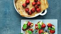 Bruschetta med bagte tomater Bruschetta med bagte tomater