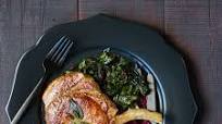 Pork Chops in Sage Butter with Beet Puree and Swiss Chard Pork Chops in Sage Butter with Beet Puree and Swiss Chard