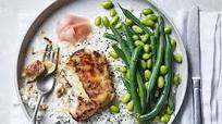 Miso glazed cod with sushi rice and beans Miso glazed cod with sushi rice and beans