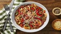 Tuscan Sausage and Pepper Spaghetti with Tomatoes and Parmesan Tuscan Sausage and Pepper Spaghetti with Tomatoes and Parmesan