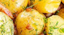 Boiled Baby Potatoes with Butter Bacon Sauce Boiled Baby Potatoes with Butter Bacon Sauce