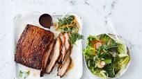 Smoky pork belly with 8-vegetable summer slaw Smoky pork belly with 8-vegetable summer slaw