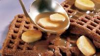 Chocolate Waffles with Caramel-Banana Topping Chocolate Waffles with Caramel-Banana Topping