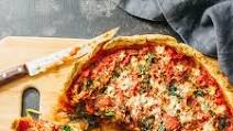 Chicago deep dish pizza with spinach Chicago deep dish pizza with spinach