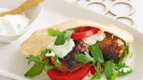 Lamb patties with pita bread and tzatziki Lamb patties with pita bread and tzatziki