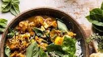 Spicy Coconut Basil Chicken Curry with Garden Vegetables. Spicy Coconut Basil Chicken Curry with Garden Vegetables.