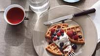 Flaxseed Waffles with Berries and Honey Cream Flaxseed Waffles with Berries and Honey Cream