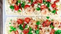 Easy Mediterranean Shrimp Pizza with FlatBread Easy Mediterranean Shrimp Pizza with FlatBread