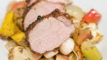 Applebutter Porkloin Tenderloin with Roasted Apples and Vegetables Applebutter Porkloin Tenderloin with Roasted Apples and Vegetables