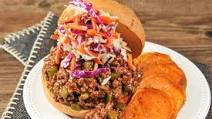 Beef Sloppy Joe's With Vinegar Slaw and Sweet Potato Chips Beef Sloppy Joe's With Vinegar Slaw and Sweet Potato Chips