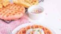 Cake Batter Dessert Waffles with Ice Cream Cake Batter Dessert Waffles with Ice Cream