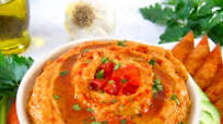 Roasted Red Pepper Cauliflower Hummus - Keto Roasted Red Pepper Cauliflower Hummus - Keto
