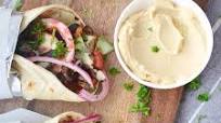Eggplant Gyros With Cucumber, Tomato, Red Onion, Herbs & Hummus Dill Sauce Eggplant Gyros With Cucumber, Tomato, Red Onion, Herbs & Hummus Dill Sauce