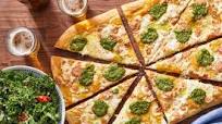Yellow Tomato & Basil Pesto Pizza with Kale Caesar Salad Yellow Tomato & Basil Pesto Pizza with Kale Caesar Salad