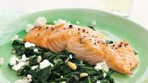 Broiled Salmon with Spinach-and-Feta Saute Broiled Salmon with Spinach-and-Feta Saute