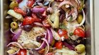 One Pan Roasted Greek Chicken 'Salad' One Pan Roasted Greek Chicken 'Salad'