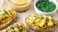 Vegan Twice Baked Potatoes with Ham and Broccoli Vegan Twice Baked Potatoes with Ham and Broccoli