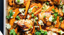 Chili-Honey Chicken & Sweet Potatoes w/ Cilantro Yogurt Chili-Honey Chicken & Sweet Potatoes w/ Cilantro Yogurt