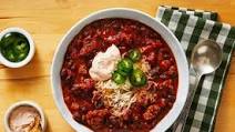 One-Pot Pork & Black Bean Chili with Spicy Crema & Monterey Jack Cheese One-Pot Pork & Black Bean Chili with Spicy Crema & Monterey Jack Cheese