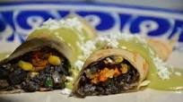 Huitlacoche, Corn & Squash Blossom Crepes with Poblano Sauce Huitlacoche, Corn & Squash Blossom Crepes with Poblano Sauce