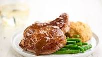 Sweet and Savory Cola-Glazed Pork Chops with buttermilk biscuits and spicy green beans Sweet and Savory Cola-Glazed Pork Chops with buttermilk biscuits and spicy green beans