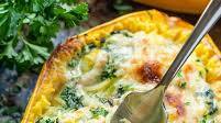 Spinach Stuffed Spaghetti Squash With Parmesan Cream Sauce Spinach Stuffed Spaghetti Squash With Parmesan Cream Sauce