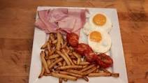 Ham egg and air fried chips Ham egg and air fried chips