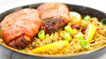 Bacon-Wrapped Pork Chops with Quinoa Bacon-Wrapped Pork Chops with Quinoa