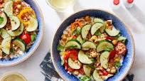 Greek-Style Farro Salad with Marinated Vegetables & Tzatziki Greek-Style Farro Salad with Marinated Vegetables & Tzatziki