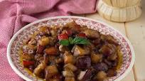 Melanzane e peperoni in agrodolce - Cotti in padella Melanzane e peperoni in agrodolce - Cotti in padella