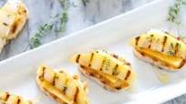 Grilled Pear and Gouda Crostini with Honey, and Thyme Grilled Pear and Gouda Crostini with Honey, and Thyme